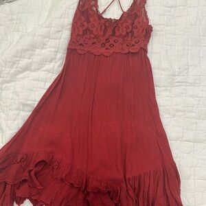 Free People Red Lace Mini Dress